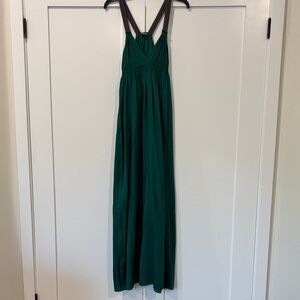 Tea & honey Emerald green satin dress. Size M.